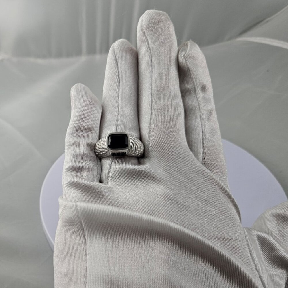 Judith Ripka Black CZ & 925 Silver Ring Statement Sz 8 - Picture 10 of 10